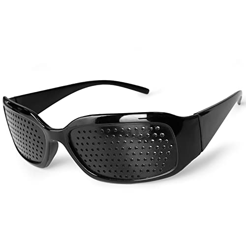 Ganzoo Raster-Brille/Loch-Brille für Augen-Training und Entspannung, Gitter-Brille mit faltbaren Bügeln, Pinehole Glasses, Form A, Farbe: Schwarz von Ganzoo