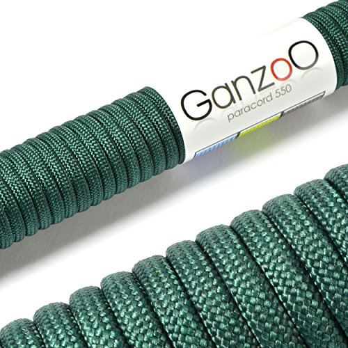 Ganzoo © Paracord 550 Seil Dunkel-Grün 4mm Schnur Typ 3, Nylon & Polyester, ideal für Basteln von Hundeleine Halsband Armband/Camping Survival und Outdoor 15 Meter Allzweckseil 7 Innenstränge von Ganzoo