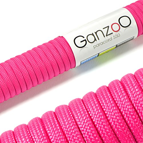 Ganzoo © Paracord 550 Seil Magenta 4mm Schnur Typ 3, Nylon & Polyester, ideal für Basteln von Hundeleine Halsband Armband/Camping Survival und Outdoor 15 Meter Allzweckseil 7 Innenstränge von Ganzoo