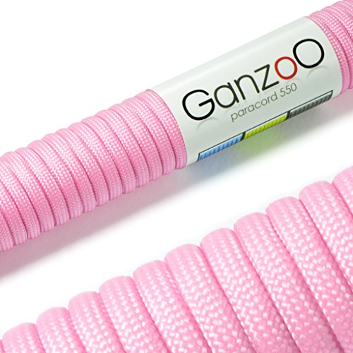 Ganzoo © Paracord 550 Seil Pink-Rosa 4mm Schnur Typ 3, Nylon & Polyester, ideal für Basteln von Hundeleine Halsband Armband/Camping Survival und Outdoor 15 Meter Allzweckseil 7 Innenstränge von Ganzoo