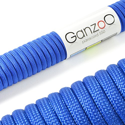 Ganzoo © Paracord 550 Seil Royal-Blau 4mm Schnur Typ 3, Nylon & Polyester, ideal für Basteln von Hundeleine Halsband Armband/Camping Survival und Outdoor 30 Meter Allzweckseil 7 Innenstränge von Ganzoo