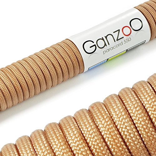 Ganzoo Paracord 550 Seil Hell-Braun 4mm Schnur Typ 3, Nylon & Polyester, ideal für Basteln von Hundeleine Halsband Armband/Camping Survival und Outdoor 30 Meter Allzweckseil 7 Innenstränge Ganzoo Paracord 550 Seil Hell-Braun 4mm Schnur Typ 3, Nylon & Polyester, ideal für Basteln von Hundeleine Halsband Armband/Camping Survival und Outdoor 30 Meter Allzweckseil 7 Innenstränge von Ganzoo