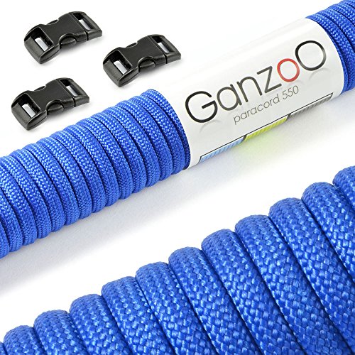 Ganzoo Paracord 550 Seil + 3X Klickverschluss für Armband, Leine, Halsband, Starter-Set von Ganzoo