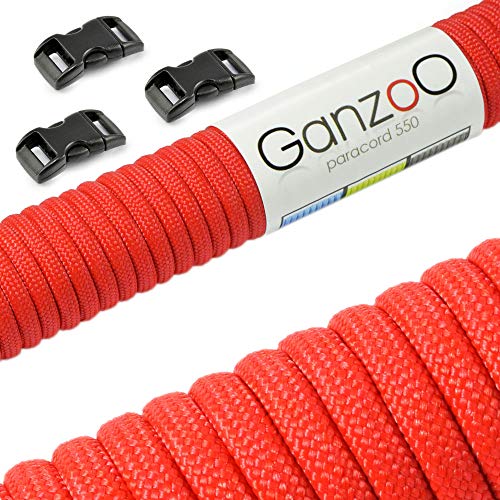 Ganzoo Paracord 550 Seil + 3X Klickverschluss für Armband, Leine, Halsband, Starter-Set von Ganzoo