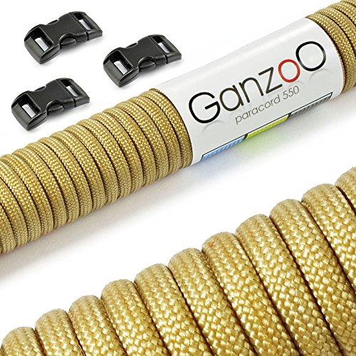 Ganzoo Paracord 550 Seil + 3X Klickverschluss für Armband, Leine, Halsband, Starter-Set von Ganzoo