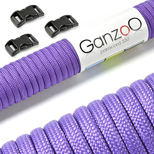 Ganzoo Paracord 550 Seil + 3X Klickverschluss für Armband, Leine, Halsband, Starter-Set von Ganzoo