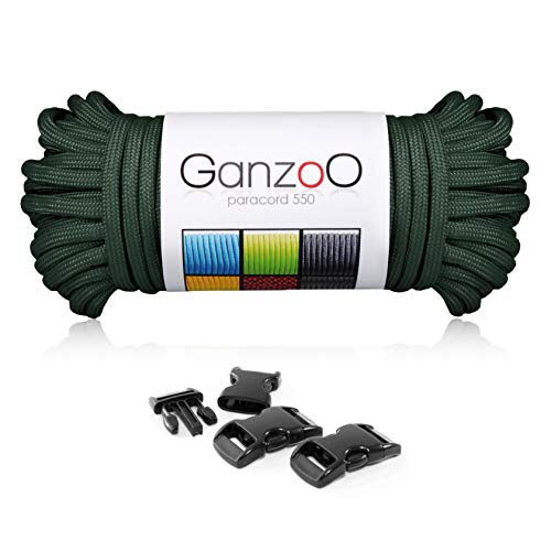 Ganzoo Paracord 550 Seil + 3X Klickverschluss für Armband, Leine, Halsband, Starter-Set von Ganzoo