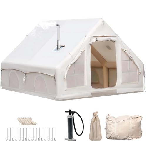 Aufblasbares Campingzelt mit Pumpe, Glamping Aufblasbares Zelt für Camping, 4 Saison Wasser&Winddicht Oxford Kabinenzelt mit Mesh Fenster & Türen für 4-8 Personen (4-8 Personen Mit Kaminhaube) Aufblasbares Campingzelt mit Pumpe, Glamping Aufblasbares Zelt für Camping, 4 Saison Wasser&Winddicht Oxford Kabinenzelt mit Mesh Fenster & Türen für 4-8 Personen (4-8 Personen Mit Kaminhaube) von Gaonala
