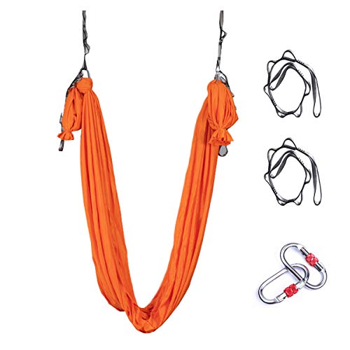 Yoga-Hängematte aus Seide, verbesserte Yoga-Inversionen, ultrastarke Antigravitation, Yoga-Schaukel-Set für Balance-Flexibilität, Inversionsübungen (Orange) von Gaorui