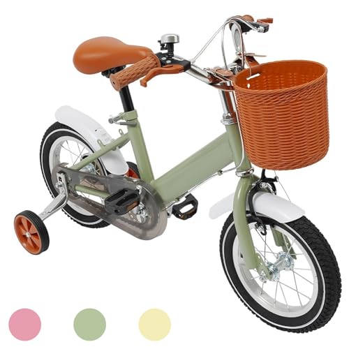 Garbenat 12 Zoll Kinderfahrrad Upgraded Kinder Fahrrad für ab 2-4 Jahre HöHenverstellbar Kinderfahrrad mit Stützrädern & Korb Kinder Fahrrad ab 3 Jahre Jungen & Mädchen (Grün) von Garbenat