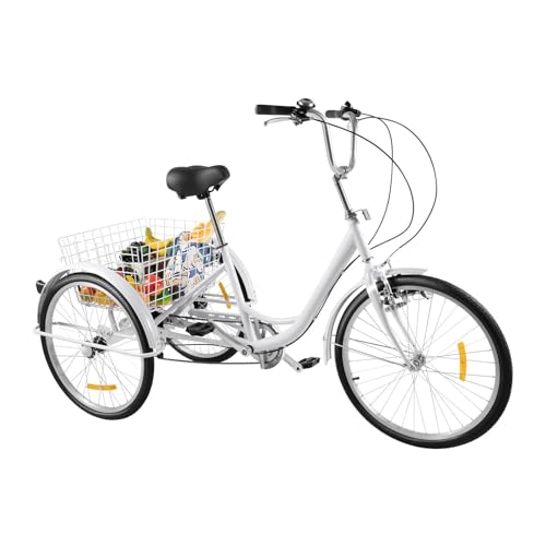 Garbenat 24 Zoll Dreirad Fahrrad Dreirad für Erwachsene Upgraded 6-Gang Dreiräder 3 Räder Fahrrad mit Gemüsekorb und LED Licht Stützräder für Erwachsene Lastendreirad für Männer Frauen ältere(Weiß) Garbenat 24 Zoll Dreirad Fahrrad Dreirad für Erwachsene Upgraded 6-Gang Dreiräder 3 Räder Fahrrad mit Gemüsekorb und LED Licht Stützräder für Erwachsene Lastendreirad für Männer Frauen ältere(Weiß) von Garbenat