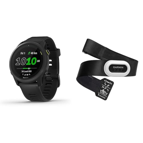 Garmin Forerunner 745 – GPS-Triathlonuhr mit individuellen Trainingsplänen & HRM- Brustgurt, Aufzeichnung von Herzfrequenzwerten, ANT+ und BLE von Garmin