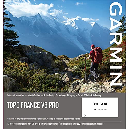 Garmin Unisex – Erwachsene Garmin France V6 Pro, sydvest, Microsd™/Sd™ kort Topo Karte, Schwarz, Micro SD EU von Garmin