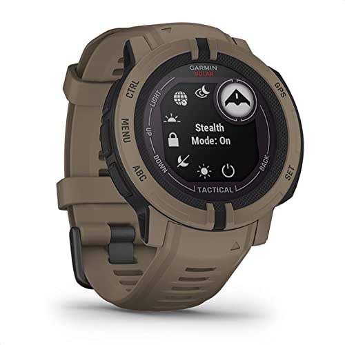 Garmin Instinct 2 Solar Tactical – robuste GPS-Smartwatch mit unendlicher Akkulaufzeit im Smartwatch-Modus, taktische Funktionen, über 40 Sport-Apps, Smart Notifications, Garmin Pay, Generalüberholt von Garmin