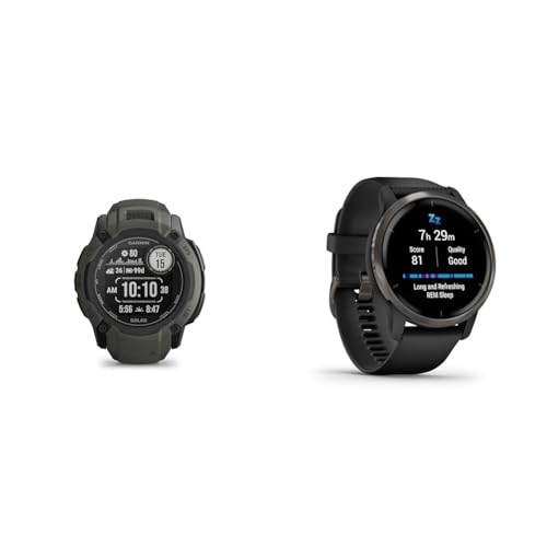 Garmin Instinct 2X Solar – GPS-Smartwatch mit unendlicher Akkulaufzeit im Smartwatch-Modus & Venu 2 – GPS-Fitness-Smartwatch mit ultrascharfem 1,3“ AMOLED-Touchdisplay von Garmin