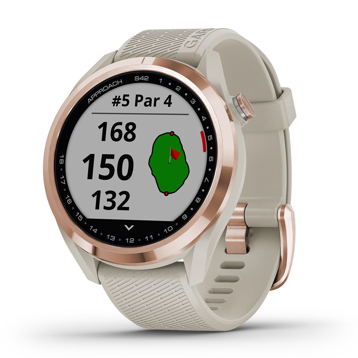 Garmin Rose Gold and Beige Approach S42 Golf GPS Watch| American Golf, One Size - Father's Day Gift von Garmin