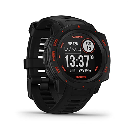 Garmin Unisex-Adult Instinct E-Sports Schwarz/Rot mit QuickFit-Silikon-Armband 22 mm Umfang:132-224 mm GPS-Laufuhr, M (Generalüberholt) von Garmin