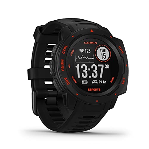 Garmin Unisex-Adult Instinct E-Sports Schwarz/Rot mit QuickFit-Silikon-Armband 22 mm Umfang:132-224 mm GPS-Laufuhr, M von Garmin