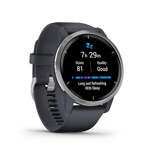 Garmin Venu 2 – GPS-Fitness-Smartwatch mit ultrascharfem 1,3“ AMOLED-Touchdisplay, umfassenden und Gesundheitsfunktionen, über 25 vorinstallierte Sportarten, Garmin Music und Garmin Pay von Garmin