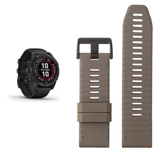 Garmin fēnix 7 PRO SOLAR, Multisport GPS Smartwatch, Advanced Health and Training Features QuickFit 26 Watch Bands- Dark Sandstone Silicone von Garmin