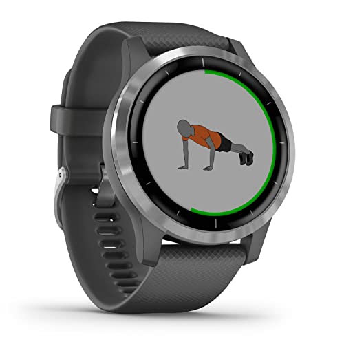 Garmin vívoactive 4 – wasserdichte GPS-Fitness-Smartwatch mit Trainingsplänen, Herzfrequenzmessung, 20 Sport-Apps, 8 Tage Akkulaufzeit, Musikplayer, Silber/Dunkelgrau (Generalüberholt) von Garmin