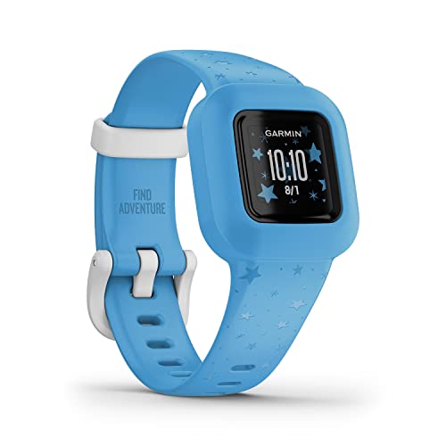 Garmin vívofit jr. 3 – wasserdichter, digitaler Aktivitätstracker für Kinder ab 4 Jahren, Schrittzähler, großes 1,4 cm Display, Notfallkontakt, bis zu 1 Jahr Batterielaufzeit, Abenteuerwelt & Quiz von Garmin