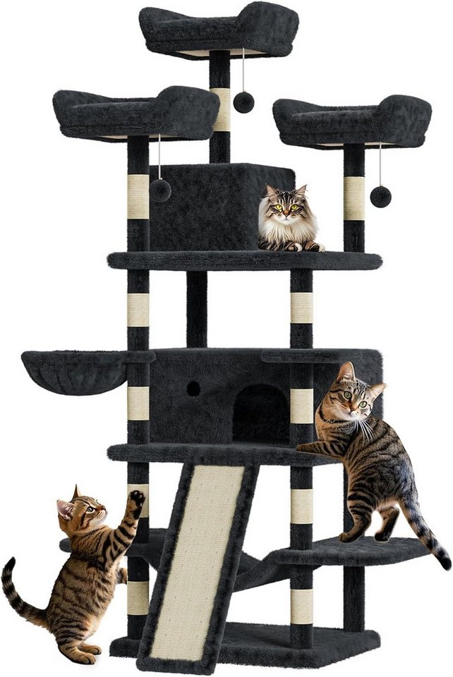 GarveeMore Kratzbaum für Hauskatzen,170cm große Katzenturm,mehrschichtiges Design, mit Sisal-umwickeltem,Sitzstange oben,Hängematte,baumelnder Ball GarveeMore Kratzbaum für Hauskatzen,170cm große Katzenturm,mehrschichtiges Design, mit Sisal-umwickeltem,Sitzstange oben,Hängematte,baumelnder Ball von GarveeMore