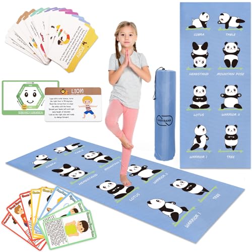 Garybank Panda Kinder-Yogamatten-Set – Atemübungskarten und Achtsamkeitskarten für Kinder – Beruhigende Ecken, rutschfeste Übungsmatten mit lustigen Aufdrucken, süßes Yoga-Set für Mädchen und Jungen Garybank Panda Kinder-Yogamatten-Set – Atemübungskarten und Achtsamkeitskarten für Kinder – Beruhigende Ecken, rutschfeste Übungsmatten mit lustigen Aufdrucken, süßes Yoga-Set für Mädchen und Jungen von Garybank