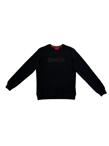 Gaudì Sweatshirt aus Baumwolle mit Logo auf der Vorderseite, Rundhalsausschnitt mit Spitze, lange Ärmel, gerippte Kanten, Schwarz von Gaudì