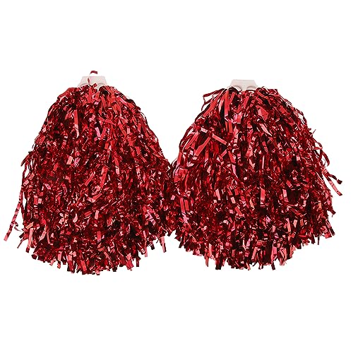 Gavigain Rote Pompons, wasserdichtes PVC, wiederverwendbar, bequemer Griff, Teamgeist-Zubehör für Sport, Tanz, Partys, Veranstaltungen, Cheerleading (Red) von Gavigain