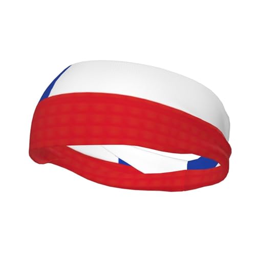 Bedruckte Junk-Bandana-Stirnbänder mit Flagge von Chile, leichte und atmungsaktive Sport-Stirnbänder zum Laufen, ideal für langes Haar von GaxfjRu