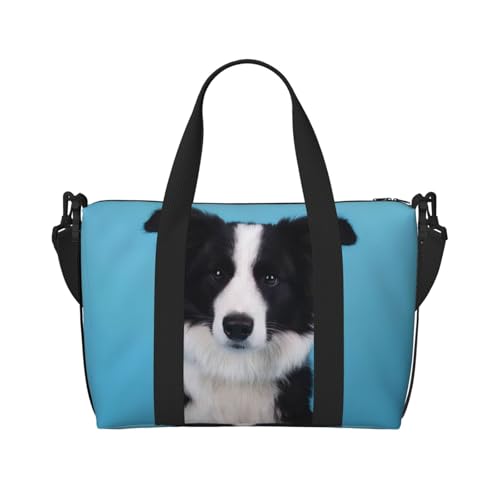 Border Collie Seesack für Reisen – leichte Oxford-Reisetasche für Damen, ideale Turnbeutel für Herren, Schwarz , Einheitsgröße von GaxfjRu