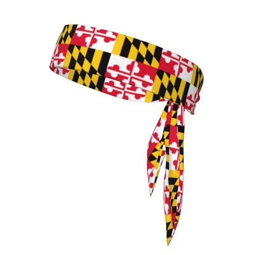 Flag of Maryland Schweißabsorbierendes Bandana-Stirnband, perfekt für Outdoor-Sport, Tennis, Laufen, Radfahren, Unisex-Stirnband für Damen und Herren von GaxfjRu