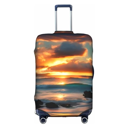 GaxfjRu Beach Maui Hawaii Sonnenuntergang Meer Wellen Wolken Personalisierte Gepäckabdeckung – TSA-zugelassene Koffer, Kofferabdeckungen für Gepäck 71,1 cm, großer Kofferbezug, weiß, groß, Weiß, Large von GaxfjRu
