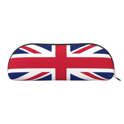 GaxfjRu Halbrundes tragbares Stifteetui aus Leder mit britischer Flagge, Make-up-Tasche, stilvolle Aufbewahrungstasche für Bleistiftbeutel, Stifte und kleine Gegenstände, gold, Einheitsgröße, Kunst von GaxfjRu