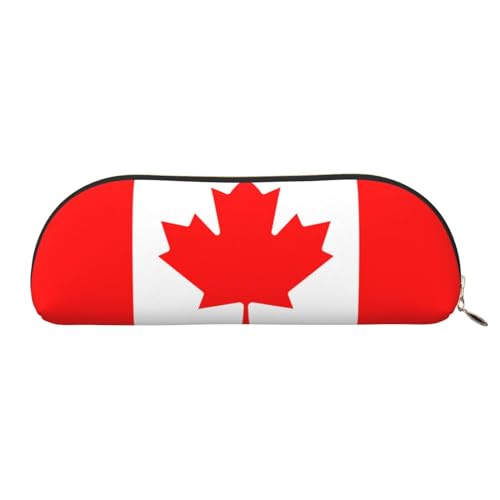 GaxfjRu Halbrundes tragbares Stifteetui aus Leder mit kanadischer Flagge, Make-up-Tasche, stilvolle Aufbewahrungstasche für Bleistiftbeutel, Stifte und kleine Gegenstände, gold, Einheitsgröße, Kunst von GaxfjRu