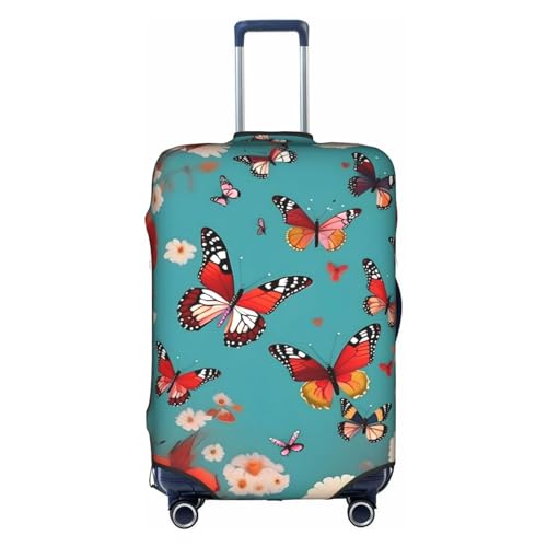 GaxfjRu Hen Flying Butterflies Among Flowers Personalized Luggage Cover - TSA Approved Suitcas,suitcase covers for luggage 71.1 cm, large suitcase cover, Weiss/opulenter Garten, Medium von GaxfjRu