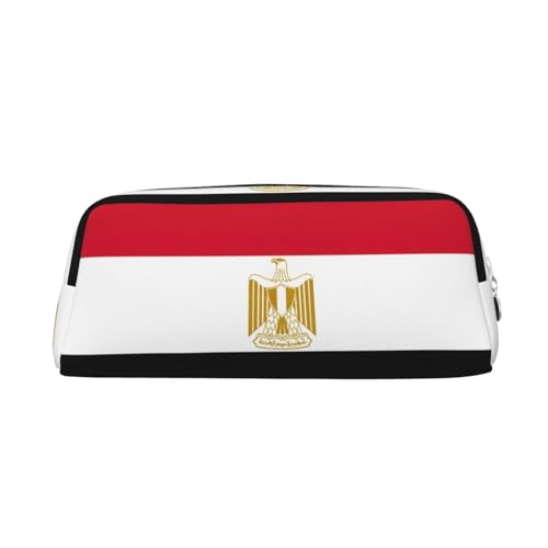 GaxfjRu Hochwertiges Leder-Federmäppchen mit ägyptischer Flagge, Make-up-Tasche, stilvoll, langlebig und vielseitig einsetzbar zur Aufbewahrung von Stiften, Kosmetika von GaxfjRu