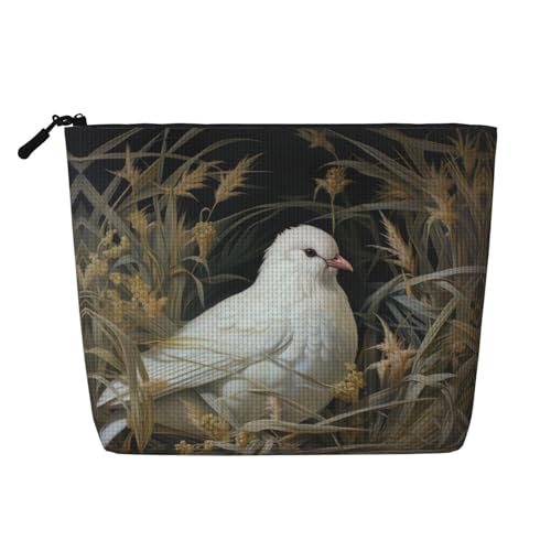 GaxfjRu Kleine Make-up-Tasche mit Gras- und Taubenmuster, Reise-Kosmetiktasche, Make-up-Tasche, kleine Reise-Reißverschlusstasche, wasserabweisend, Schwarz, Einheitsgröße von GaxfjRu