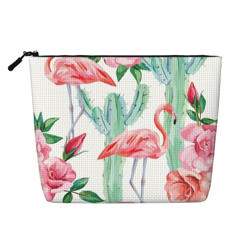 GaxfjRu Kleine Make-up-Tasche mit Kaktus-Flamingo-Rosen-Motiv, Reise-Kosmetiktasche, Make-up-Tasche, kleine Reise-Reißverschlusstasche, wasserabweisend, Schwarz, Einheitsgröße von GaxfjRu