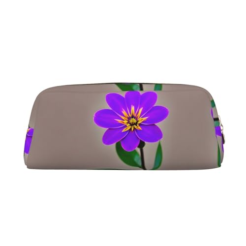 GaxfjRu Leder-Federmäppchen mit violetten Blumen, Make-up-Tasche, stilvoll, langlebig und vielseitig einsetzbar zur Aufbewahrung von Stiften, Kosmetika von GaxfjRu