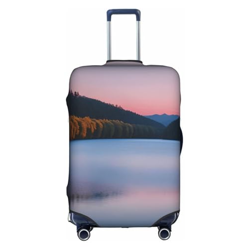 GaxfjRu Personalisierte Gepäckabdeckung für den See unter Sonnenuntergang, TSA-geprüft, Kofferabdeckungen für Gepäck, 71,1 cm, große Kofferhülle, weiß, XL von GaxfjRu