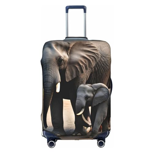 GaxfjRu Personalisierte Gepäckabdeckung mit Elefant und Baby-Elefant, TSA-geprüft, Kofferabdeckungen für Gepäck, 71,1 cm, große Kofferhülle, Weiss/opulenter Garten, Medium von GaxfjRu