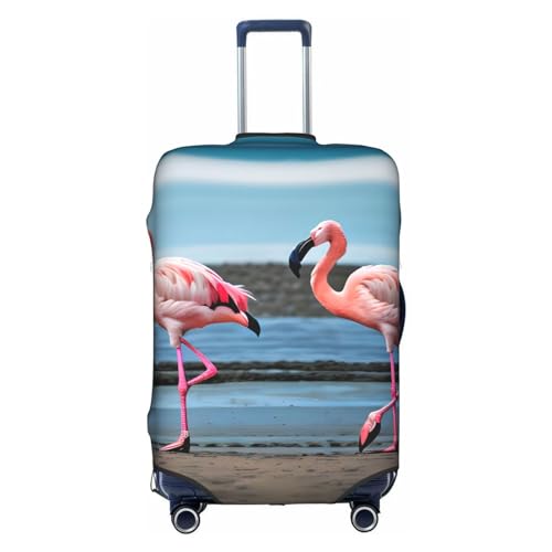 GaxfjRu Personalisierte Gepäckabdeckung mit Flamingos am Strand, TSA-geprüft, Kofferabdeckungen für Gepäck, 71,1 cm, große Kofferhülle, Weiss/opulenter Garten, Small von GaxfjRu