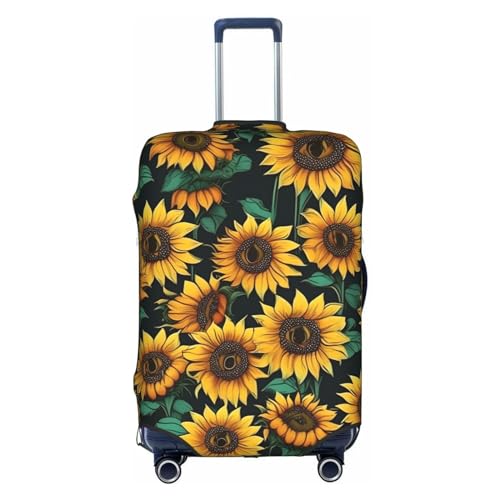 GaxfjRu Personalisierte Sonnenblumen-Gepäckabdeckung, TSA-geprüft, Kofferabdeckungen für Gepäck, 71,1 cm, große Kofferhülle, Weiß, Large von GaxfjRu