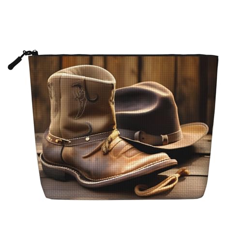 GaxfjRu Reise-Make-up-Tasche mit Cowboyhut und Stiefeln, Kulturbeutel, mit Reißverschluss, Make-up-Organizer für Damen, Schwarz, Einheitsgröße GaxfjRu Reise-Make-up-Tasche mit Cowboyhut und Stiefeln, Kulturbeutel, mit Reißverschluss, Make-up-Organizer für Damen, Schwarz, Einheitsgröße von GaxfjRu
