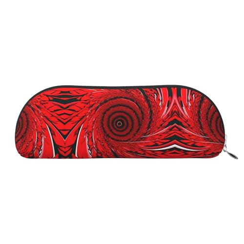 GaxfjRu Rote Blume Vortex Spirale tragbare Leder halbrunde Stifteetui: Stilvoller Organizer für Büro, Reisen, Make-up – ideales Federmäppchen und Make-up-Tasche, silber, Einheitsgröße, Kunst von GaxfjRu