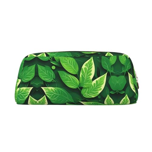 GaxfjRu St Patricks Day Leaves Premium Leder-Federmäppchen – Make-up-Tasche, stilvoll, langlebig und vielseitige Aufbewahrungslösung für Stifte, Kosmetik von GaxfjRu