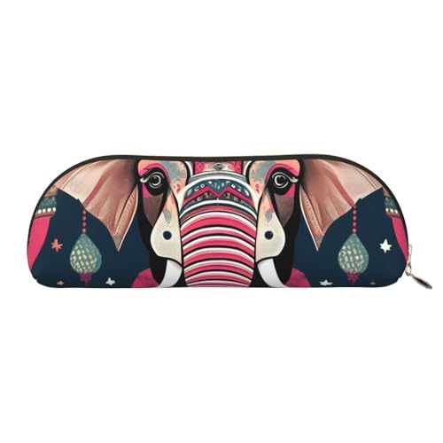 GaxfjRu Tragbares Federmäppchen aus Leder mit Bohemian-Elefantenmuster: Stilvoller Organizer für Büro, Reisen, Make-up – ideales Federmäppchen und Make-up-Tasche von GaxfjRu