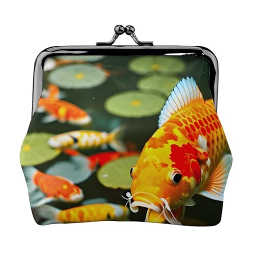 Japanische hübsche Koi-Fisch-Geldbörse für Damen, Münzbörse für Damen, kleine Damen-Geldbörse, geeignet für Damen, stilvoll und personalisiert, Schwarz, Einheitsgröße, Art Deco von GaxfjRu